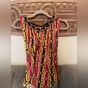 T-Bags Multicolor Halter Top with Chain and Ribbon Detail
